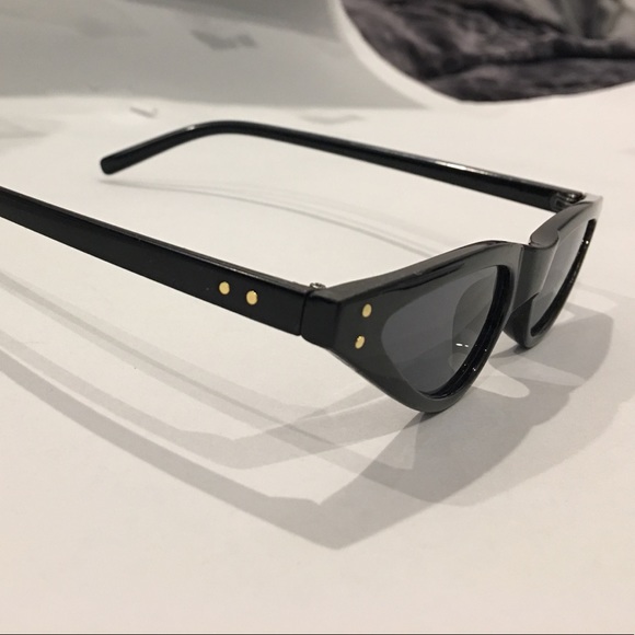 New! THIN RETRO TINY CAT EYE STEAMPUNK SUNGLASSES - Picture 7 of 8